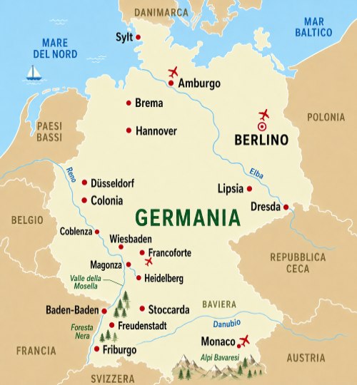 mappa della Germania per tour e viaggi organizzati