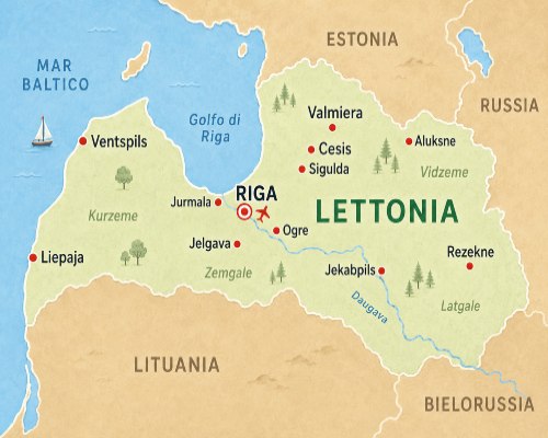 mappa della Lettonia per tour e viaggi organizzati