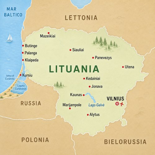 mappa della Lituania per tour e viaggi organizzati