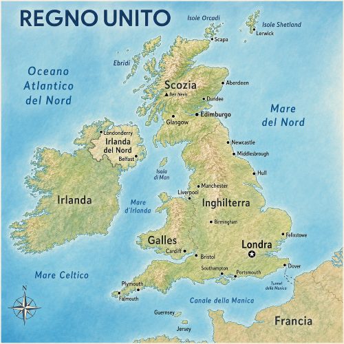 mappa dell'Inghilterra per tour e viaggi organizzati