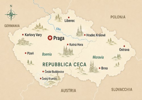 mappa della Repubblica Ceca per tour e viaggi organizzati