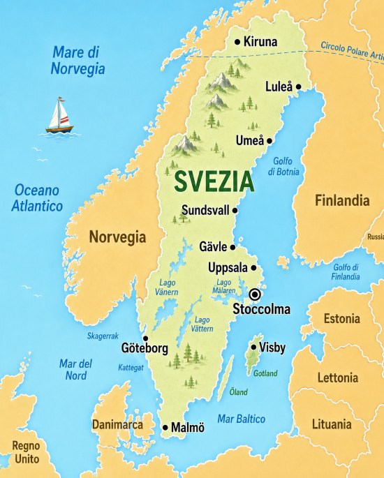 mappa della Svezia per tour e viaggi organizzati