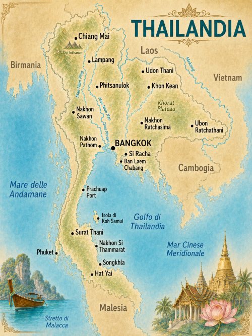 mappa della Thailandia per tour e viaggi organizzati
