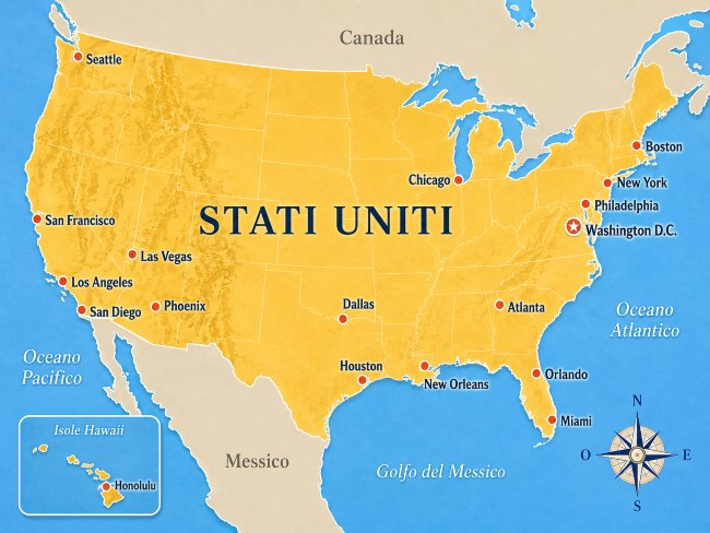 mappa degli Stati Uniti per tour e viaggi organizzati