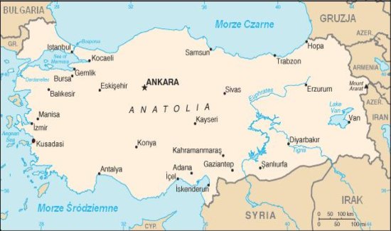 mappa della Turchia per tour e viaggi organizzati